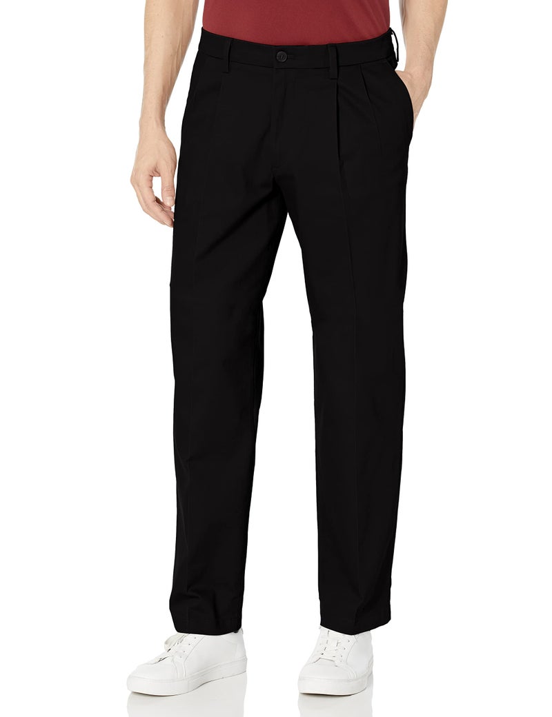 DOCKERS بنطلونات دوكرز القطن الفاخر القابلة للتمدد للرجال - تصميم كلاسيكي (عادي وكبير وطويل)، أسود، 33W x 32L - Image 1